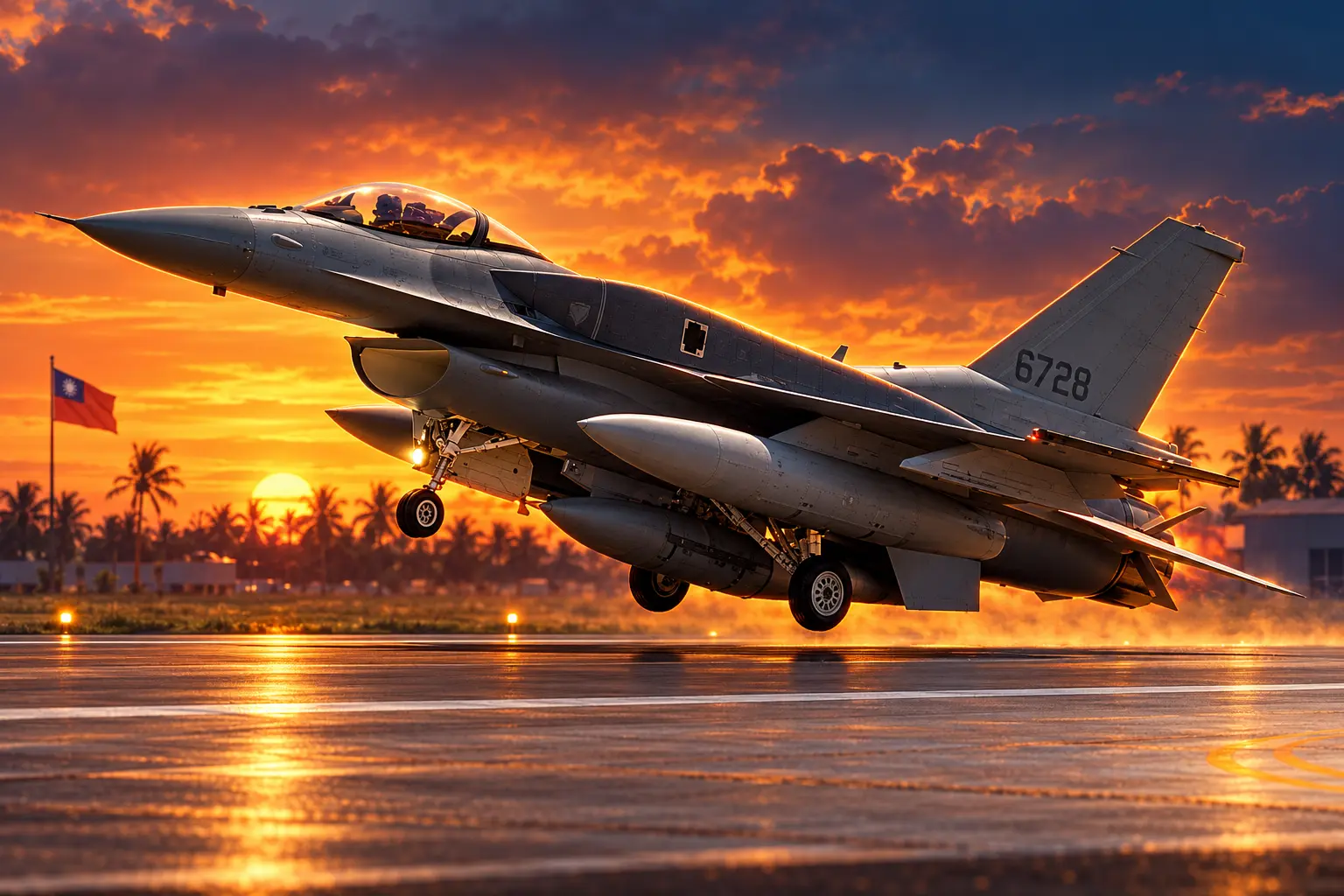 Taiwan F-16V Block 70 jets land in Taitung
